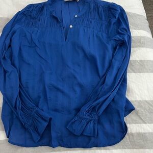 LOFT Royal Blue Pleated Blouse